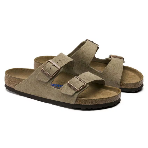 Arizona Suede Leather Sandals – Taupe with Soft Anatomical Footbed