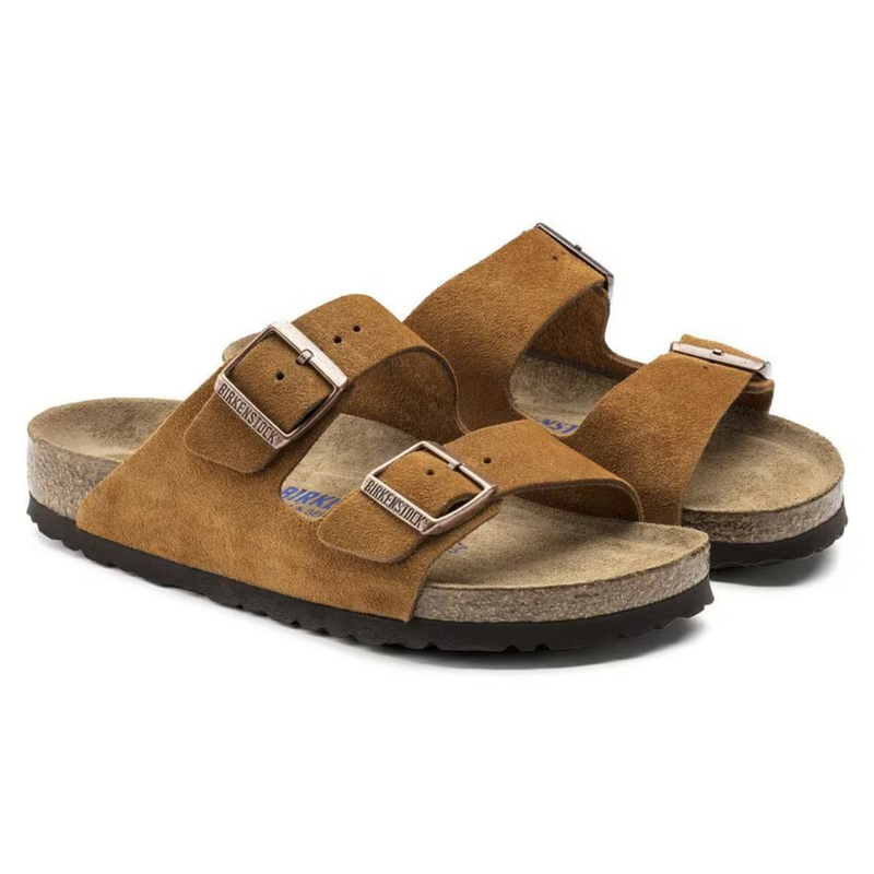 Arizona Suede Leather Sandals in Mink – Soft Footbed with Anatomical Comfort