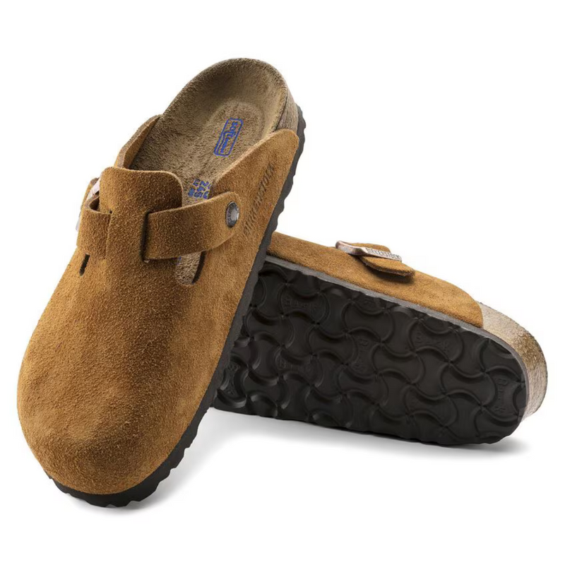 Boston Suede Leather Clogs in Mink – Soft Anatomical Footbed