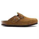 Boston Suede Leather Clogs in Mink – Soft Anatomical Footbed