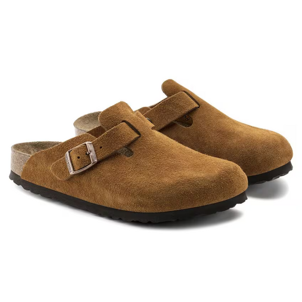 Boston Suede Leather Clogs in Mink – Soft Anatomical Footbed