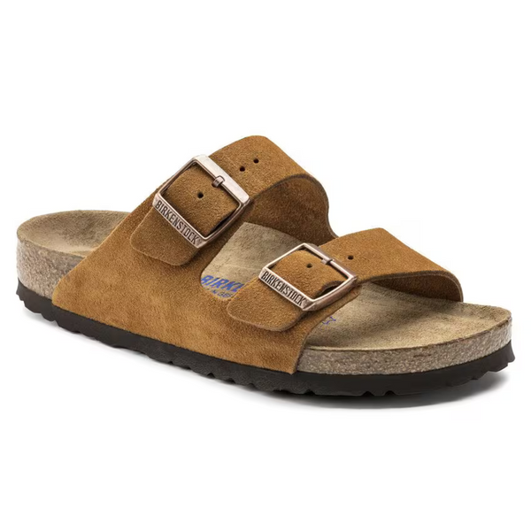 Arizona Suede Leather Sandals in Mink – Soft Footbed with Anatomical Comfort