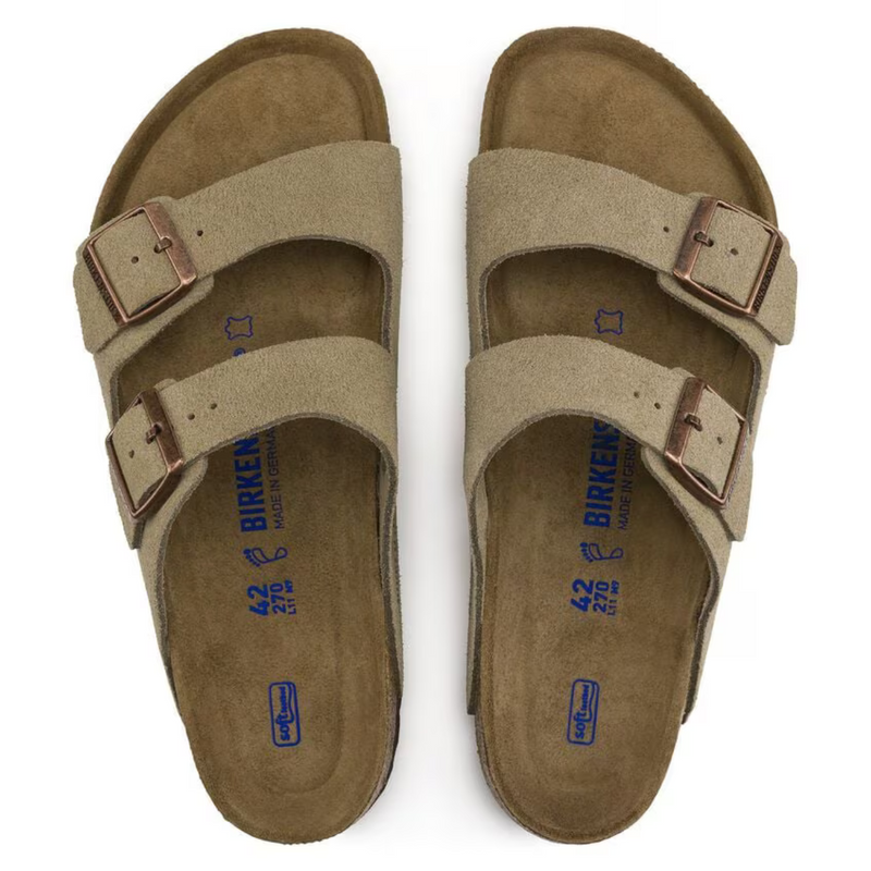 Arizona Suede Leather Sandals – Taupe with Soft Anatomical Footbed
