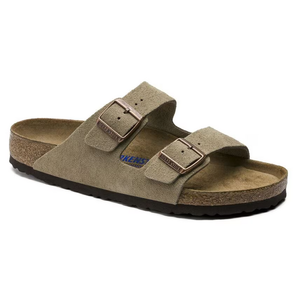 Arizona Suede Leather Sandals – Taupe with Soft Anatomical Footbed