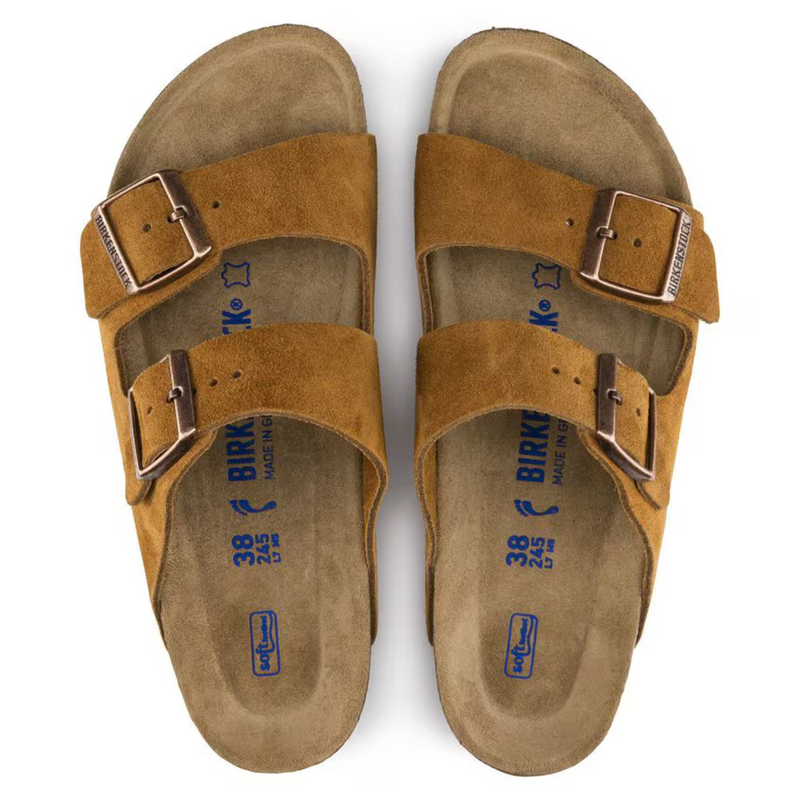 Arizona Suede Leather Sandals in Mink – Soft Footbed with Anatomical Comfort