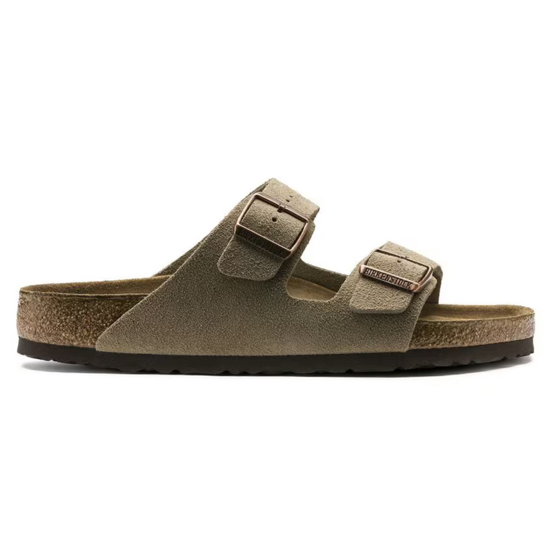 Arizona Suede Leather Sandals – Taupe with Soft Anatomical Footbed