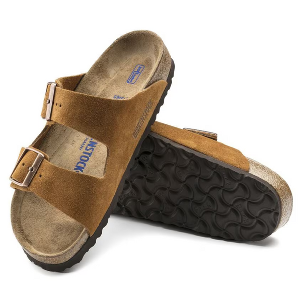 Arizona Suede Leather Sandals in Mink – Soft Footbed with Anatomical Comfort