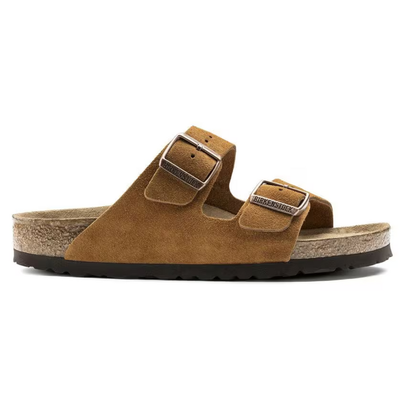 Arizona Suede Leather Sandals in Mink – Soft Footbed with Anatomical Comfort