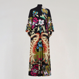 Bohemian Silk Kaftan Maxi Dress – Flowing Floral Kimono Style